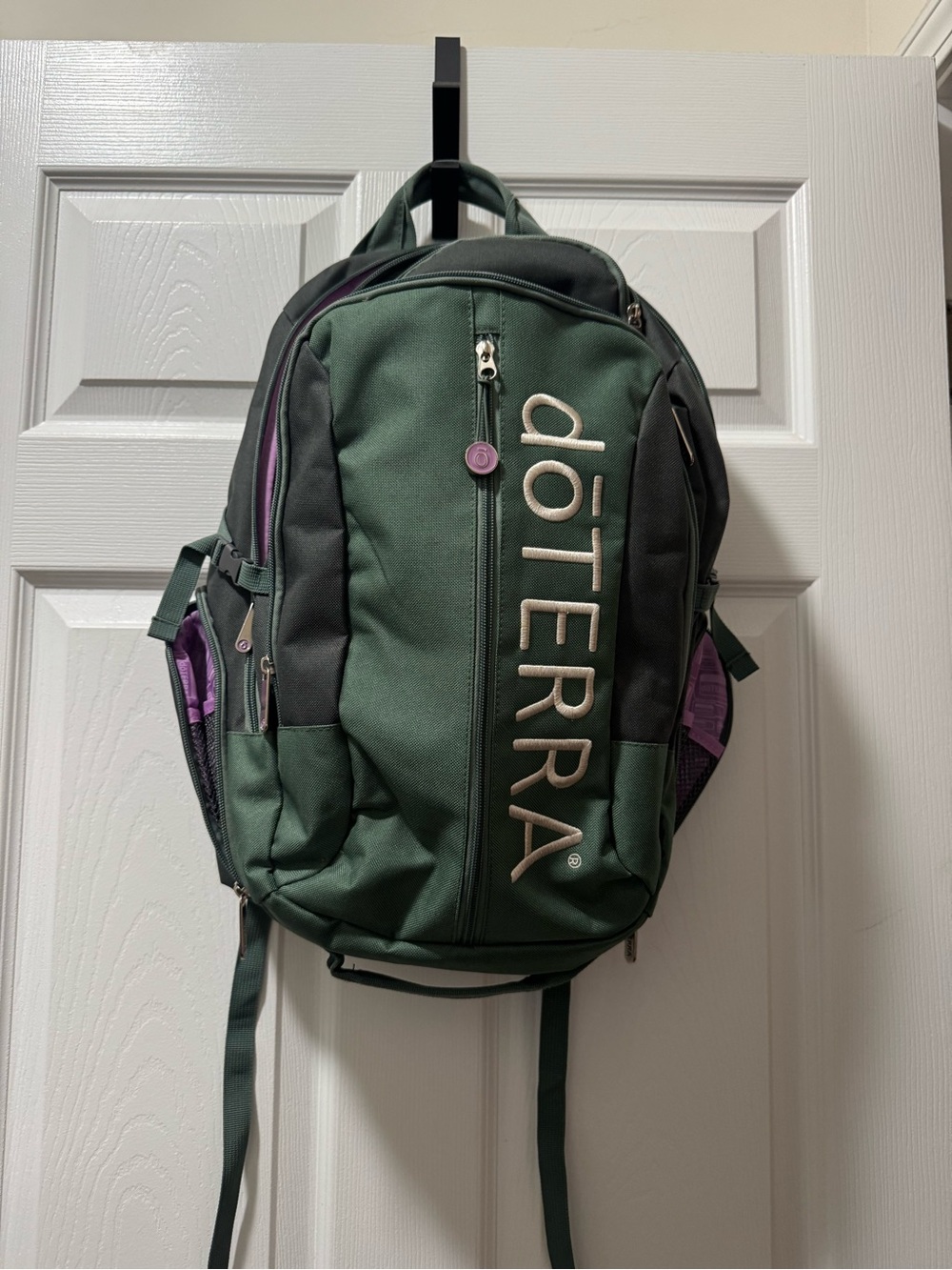 Doterra Green Backpack with Purple Accents
